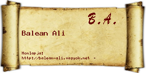 Balean Ali névjegykártya